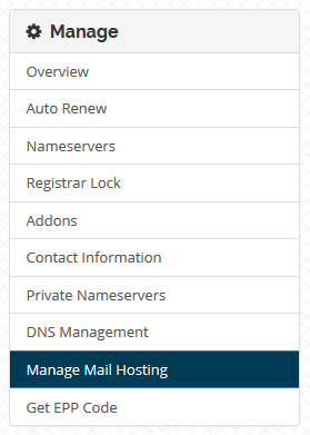 Manage Mail Hosting from the Manage menu in the netfishes client area.